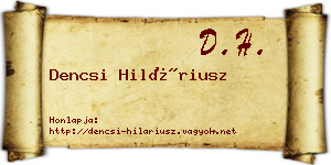 Dencsi Hiláriusz névjegykártya